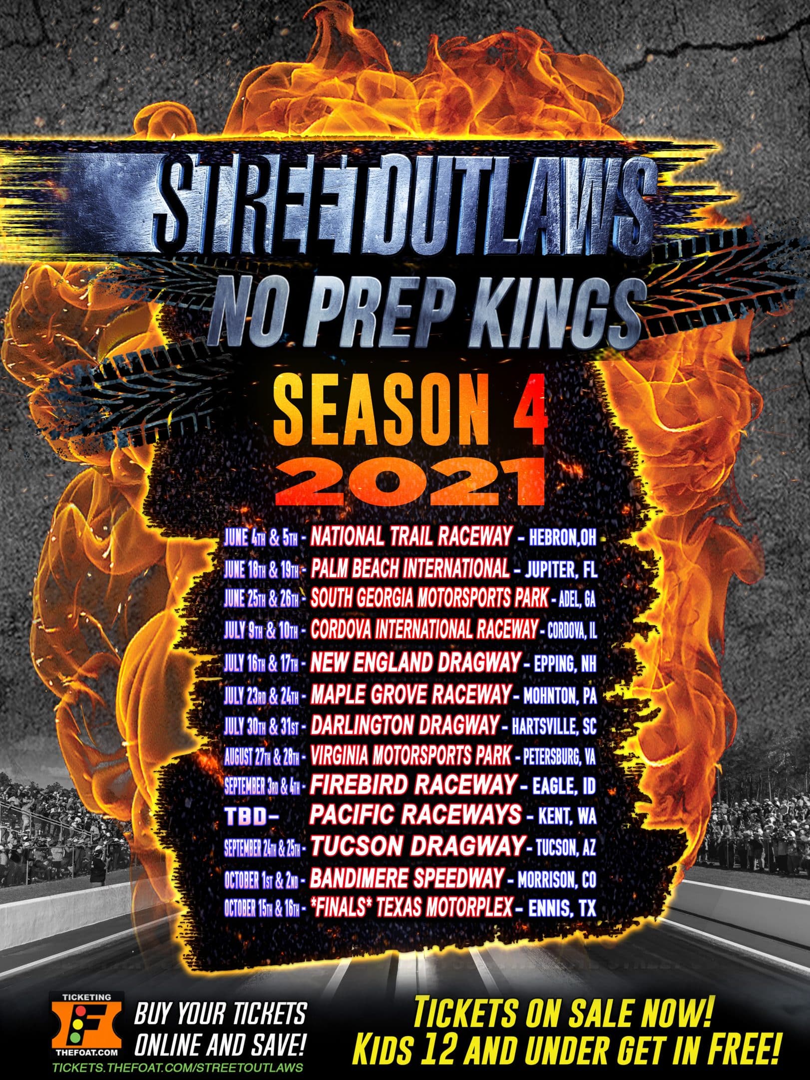 Street Outlaws No Prep Kings OFFICIAL SCHEDULE 4th Season 2021 No