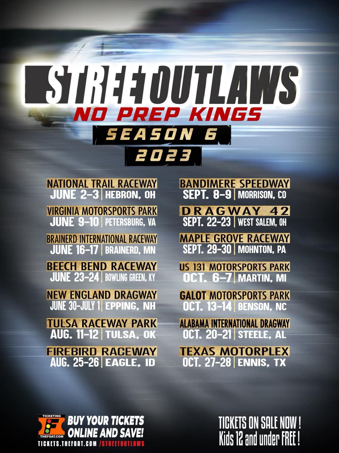 Street Outlaws No Prep Kings OFFICIAL SCHEDULE