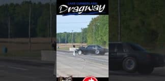 Foxbody Mustang loses control on the big end no prep racing #mustang #wreck #foxbody